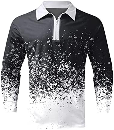XXBR 2022 חולצות פולו חדשות לגברים, שרוול ארוך 1/4 רוכסן צוואר גולף צוואר גולף טלאים מפוספסים חולצת מעצבים מזדמנים של בגדי רחוב