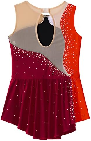 תחרות בנות לויאן שמלת ריקוד טוטו חצאית בגד גוף מבריק ריינסטון לבגדי ריקוד שמלת החלקה על קרח