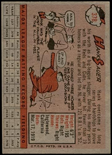 1958 Topps 378 Hank Sauer San Francisco Giants Ex/MT Giants