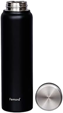 בקבוק נירוסטה של ​​Femora Thermosteel Vacuum - 750 מל, שחור, חם וקור