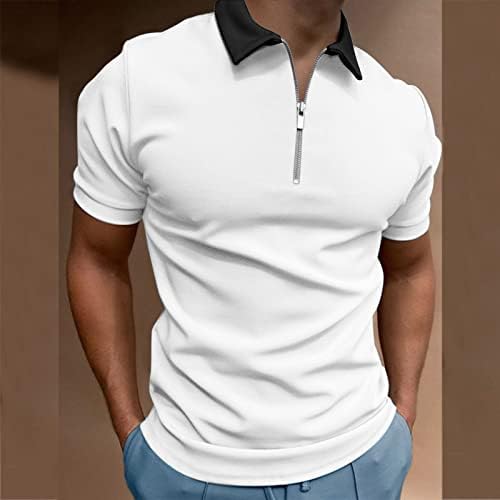 חולצות פולו רוכסן של HDDK Mens חולצות שרוול קצר של שרוול קצר צווארון צווארון לעבודה