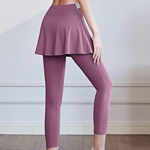 CHGBMOK חותלות חצאיות לנשים נמתחות מכנסי יוגה עם חצאיות ונשים מכנסי טניס רזים מכנסי מסלול נוחים חלקים