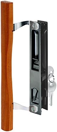 SLIDE-CO 141638 ידית דלת הזזה עם משיכת עץ ומפתח, DIECAST שחור