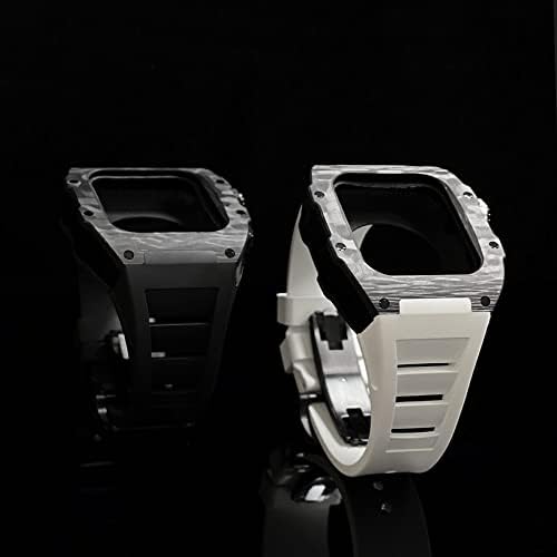 סט רצועת סיבי פחמן יוקרתית של Kanuz סט רצועת Apple Watch 8 7 45 ממ 6 5 4 SE 44 ממ פס גומי ערכת שינוי DIY עבור IWatch 44 ממ 45 ממ