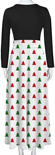 נשים שמלה לחג המולד ארוך שרוול רופף מזדמן ארוך מקסי שמלת 2022 אופנה סנטה קלאוס גרפי קוקטייל שמלות