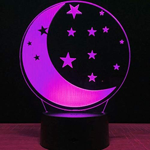 ג ' ינוול 3 ירח כוכב לילה אור מנורת אשליה הוביל 7 צבע שינוי מגע מתג שולחן שולחן קישוט מנורות אקריליק שטוח בסיס כבל צעצוע