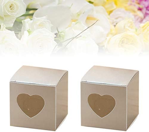 50 יחידות כיכר קראפט נייר סוכריות קופסות שקוף לב בצורת חלון הקאפקייקס לטובת קופסות מסיבת חתונת אבזרים