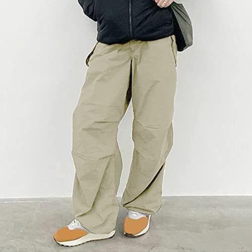 מכנסי מטען לנשים מכנסי מטען נמוך מכנסי טרנינג רופפים מכנסיים מותניים אלסטיים מכנסיים מכנסיים מכנסיים עם כיסים