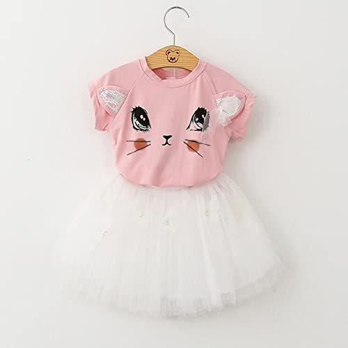 פעוטות פעוטות ילדים בנות תינוקות שמלת טוטו ילדה קטנה חתול חמוד שרוול קצר חולצה חולצת בנות בגדים בגד 8