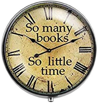 כל כך הרבה ספרים כל כך מעט זמן שעון - חמוד ישן שעון גלולת תיבה - קסם גלולת תיבה - זכוכית סוכריות תיבה