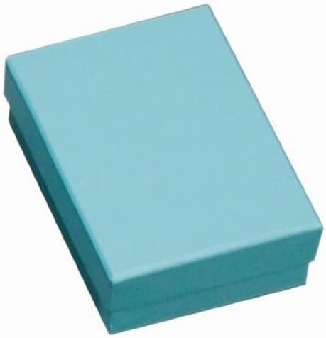 100 קופסאות כחולות מלאות כותנה 2 5/8 x 1 1/2 x 1 לתכשיטים ומתנות