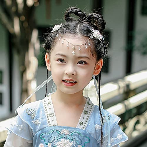 לילדים סיכת שיער Hanfu שיער קליפ פרפר פרח שרשרת מצח שרשרת שיער שיער סגנון סיני באביזרי שיער בסגנון סיני