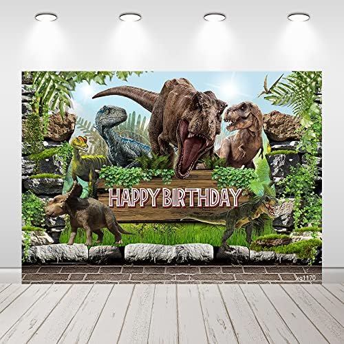 יורה דינוזאור רקע צילום דינוזאור מסיבת קישוט ילדי מסיבת יום הולדת באנר ג ' ונגל ספארי חיות תינוק מקלחת תמונה רקע 7 * 5 רגל עוגת שולחן