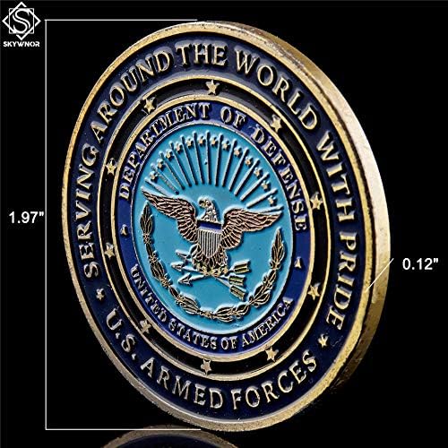 הכוח החמוש המשפחתי הצבאי הגאה בארהב המשרת ברחבי העולם עם מטבעות משרד ההגנה גאווה אספנות