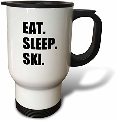 3 דריזה לאכול סקי סקי סקי חובב גולש נלהב ספורט טקסט שחור ספל נסיעות, 14 אונקיה, נירוסטה