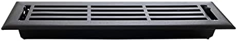 Empire Register Co, כיסוי אוורור - 2x14 אינץ ', עיצוב ליניארי, גימור שחור מרקם, כיסויי אוורור רצפה כבדים, מנחת מתכת מחוברת. כיסויי אוורור