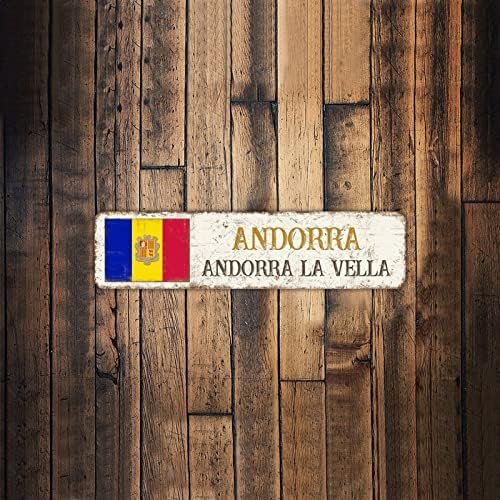 Andorra-Andorra la Vella Flag שלט רחוב התאם אישית את העיר שלך רטרו פלאק שלטי מתכת andorra-andorra la vella עיר הולדת שלט לחנות Farmhouse