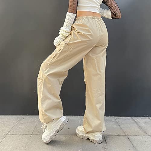 מכנסי מטען רחבים של Keusn לנשים Y2K ישר מכנסי מצנח רגל רחבים מכנסיים רופפים מכנסיים עם בגדי רחוב כיס