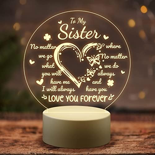 ביוג ' יפט אחיות מתנות מפני אחות לילה אור, אחות יום הולדת מתנות מפני אחות סיום מתנות עבור אחות אישית חקוק לילה אור חתונה אמהות יום מתנות