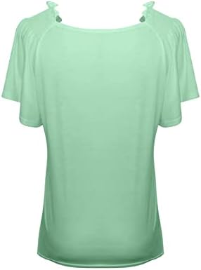 נשים 2023 פרוע שרוול קצר עמוק V צוואר בראנץ 'כותנה עליון חולצת טשס סתיו קיץ רגיל לחולצת נשים RG RG