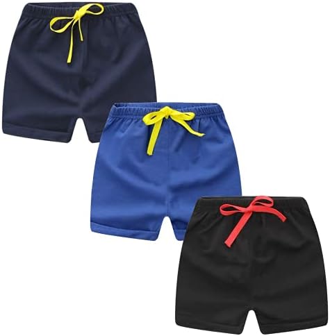 ג'גרוב פעוט בנים בנות מכנסיים קצרים 3 חבילה ילדים קטנים כותנה ספורט מכנסיים קצרים בקיץ צבע אחיד מכנסיים קצרים פעילים