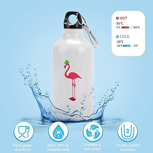 בקבוק אלומיניום פלמינגו ספורט חמוד בקבוקי מים ספורטיביים ניידים עם קרבינר ומכסה טוויסט