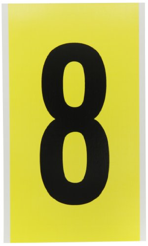 בריידי 3470-8, 34 מספר סדרה & מגבר; כרטיס מכתב, 9 גובה איקס 5 רוחב, שחור על צהוב, אגדה 8