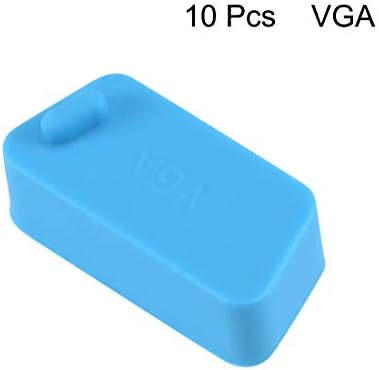 uxcell 10 pcs vga port כיסוי כובע מגני אבק סיליקון ל- DB9, כחול