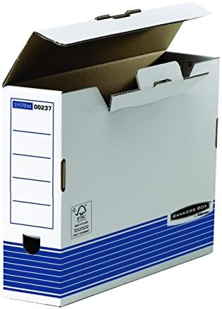 BANKERS BOX 00237 - קובץ קופסא אוטומטי, FOLIO, עמוד שדרה 80 ממ, לבן/כחול