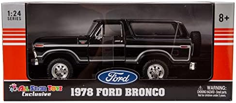 1978 פורד ברונקו 1:24 דגם דייקאסט רכב רכב שטח שחור עם כובע משאית מוטורמקס 79370