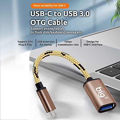 BIG-E USB C ל- USB 3.0 מתאם OTG נשי תואם ל- LG Stylo 4 שלך, Stylo 4 Plus, Stylo 4+, Stylo 5, Styleo 5+ עבור Thunderbolt קלוע USB 3 בכבלים