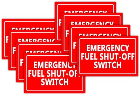 מדבקות שלטי מתג כיבוי דלק חירום, שלט אזהרה דבק עצמית בגודל 10x7 אינץ ', 8 יח' לכל חבילה