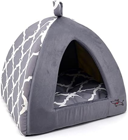מיטה רכה באוהל לחיות מחמד לכלב וחתול על ידי אספקת חיות מחמד הטובה ביותר - סריג אפור, 19 x 19 x H: 19