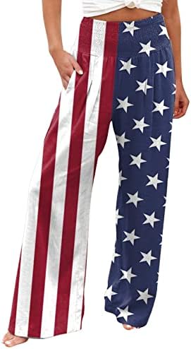 מכנסי טרנינג של אתקיה כותנה לנשים אירופיות ואמריקניות 2023 קיץ מכנסי רגל רחבים מודפסים חדשים עם חגורה אלסטית