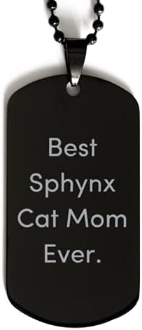קח את ה- Sphynx Cat Sphynx החתול הכי טוב אי פעם. Sphynx חתול תג כלב שחור, מתנות חתול מגניבות, שרשרת תליון חקוקה לאוהבי החתולים