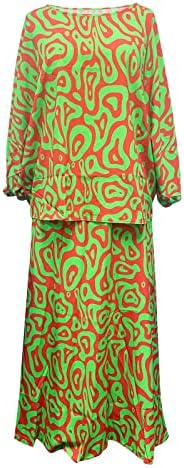 Miashui Control בגד ים תחתונים נשים קיץ רופף בתוספת גודל גודל שרוול מודפס שרוול ארוך שרוול ארוך שמלת נצנצים עליונה גבוהה