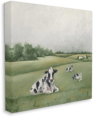 תעשיות סטופל פרות חלב רועות בחוות שדה ירוקות מתגלגלות, שתוכננו על ידי הוליהוקס אמנות קיר בד