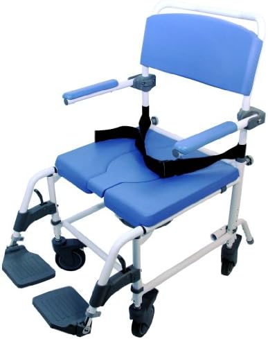 Healthline מוצרים רפואיים MPU185 כיסא קומוד מקלחת אלומיניום, כחול
