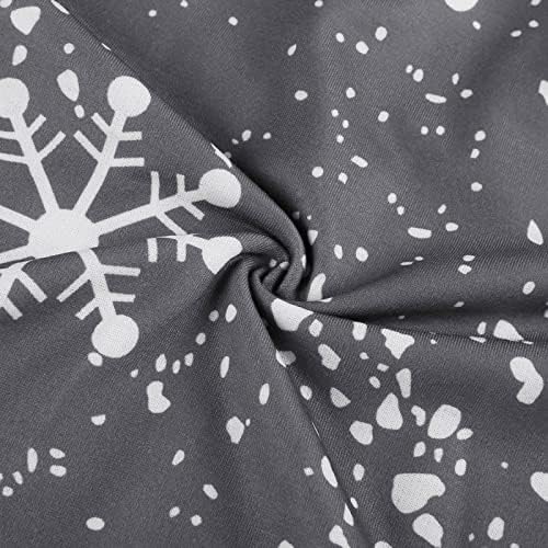 צמרות סתיו חמודות של Huankd נשים ליידי או צוואר פתית שלג הדפסת חולצה שרוול ארוך רופפת צמרות מזדמנים של חג המולד