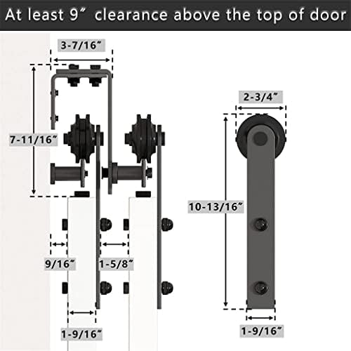 MFCHY 4-16ft תקרה נמוכה חובה כבדה הזזה דלתות חומרה קוט קוט מסלול כפול עוקף ערכת דלת כפולה שחור לגלגלי דלת פנים