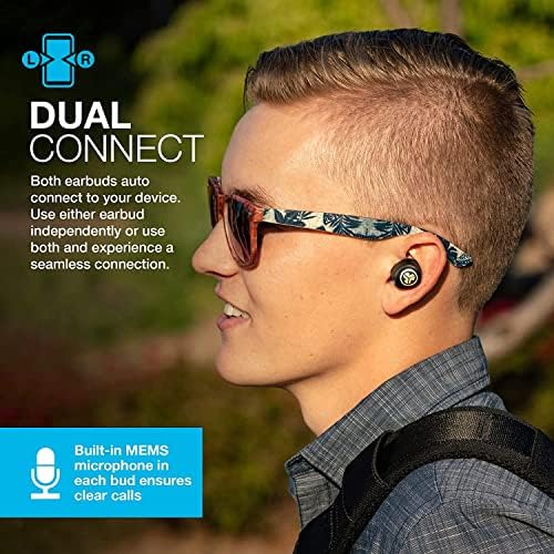 JLAB JBUDS אייקון אוויר אמיתי חתימה אלחוטית אמיתית אוזניות Bluetooth עם מארז טעינה, שחור וזהב, עמידות זיעה IP55, Bluetooth 5.0, שיחות