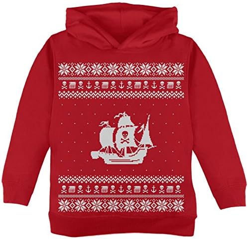 ספינת פיראטים סוודר חג המולד מכוער קפוצ'ון פעוטות אדום