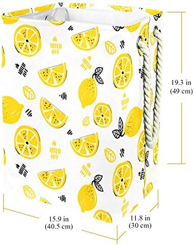 דפוס לימון מצויר ביד 300 ד אוקספורד עמיד למים סל כביסה סל כביסה גדול לשמיכות צעצועי בגדים בחדר השינה