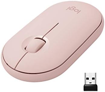 Logitech Pebble Wireless עכבר עם Bluetooth או מקלט 2.4 ג'יגה הרץ, עכבר מחשב שקט, רזה עם קליקים שקט, למחשב נייד/מחברת/ipad/pc/mac/chromebook