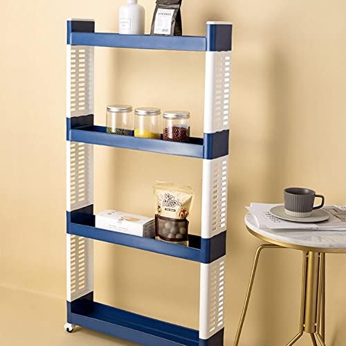 מדף מארגן דק של Fizzoqi, מתלה אחסון רב שכבתי כחול שכבתי מודרני עגלת אחסון מינימליסטית ומסוגננת מתאימה לחדר אמבטיה ומשרד למטבח