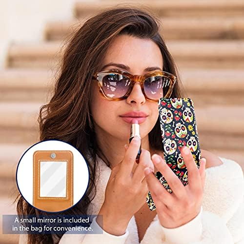 גולגלות גלוס מחזיק שפתון מקרה נייד איפור תיק נסיעות שפתון ארגונית מקרה עם מראה מיני שפתון תיבת אחסון עבור נשים