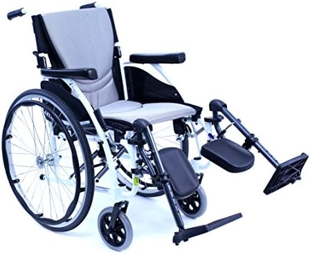 KARMAN S-ERGO115F18W-E אולטרה משקל קל משקל מוגבלת עם כיסא גלגלים עם LEGREST, לבן אלפיני, 18 x 17, 25 פאונד