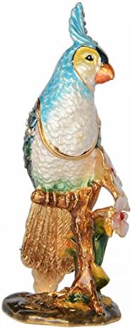 מיקסום קוקטיאל תוכי תיבת תכשיטים קופסת תכשיטים קופסת דקורטיבית מצוירת ביד עם טבעת מכסה צירים מחזיק עגיל ציפור פסלון אספנות