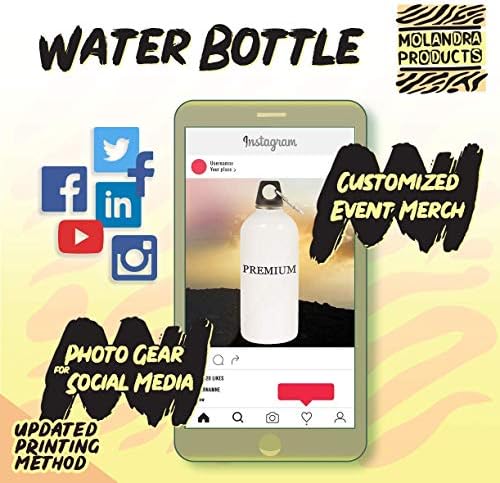 מוצרי Molandra Cameras - 20oz hashtag בקבוק מים לבנים נירוסטה עם קרבינר, לבן