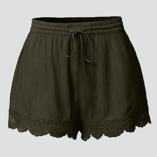 מכנסיים קצרים בקיץ לנשים טרקלין נוח מזדמן בצבע טהור מכנסי חוף קצרים רחבים מותניים גבוהים מכנסיים קצרים אימון מפעיל מכנסיים קצרים